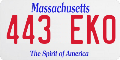 MA license plate 443EK0