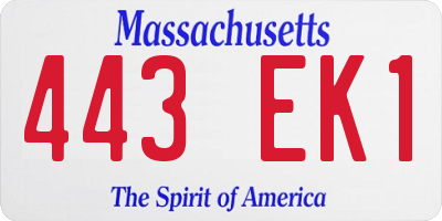 MA license plate 443EK1