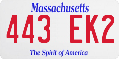 MA license plate 443EK2