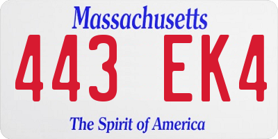 MA license plate 443EK4