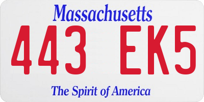 MA license plate 443EK5