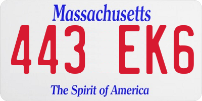 MA license plate 443EK6