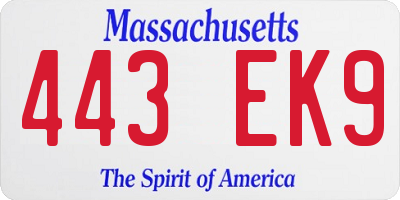 MA license plate 443EK9