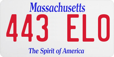 MA license plate 443EL0