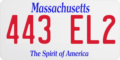 MA license plate 443EL2