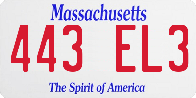 MA license plate 443EL3