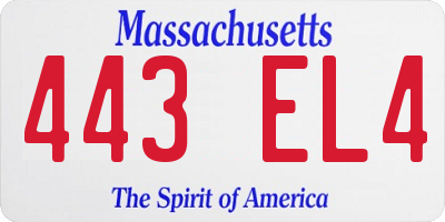 MA license plate 443EL4