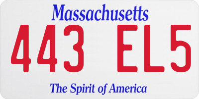 MA license plate 443EL5