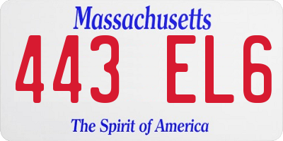 MA license plate 443EL6