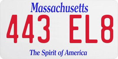 MA license plate 443EL8