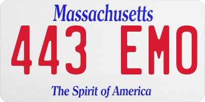 MA license plate 443EM0
