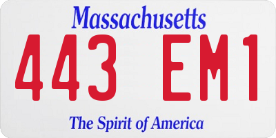 MA license plate 443EM1