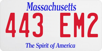 MA license plate 443EM2