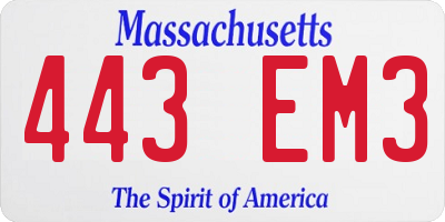 MA license plate 443EM3