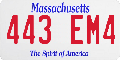 MA license plate 443EM4