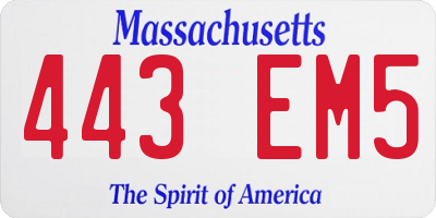 MA license plate 443EM5
