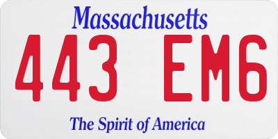 MA license plate 443EM6