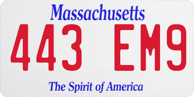MA license plate 443EM9