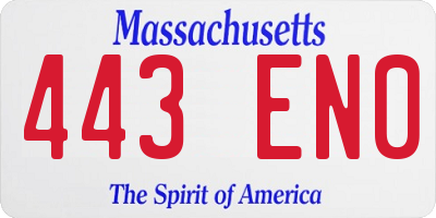 MA license plate 443EN0