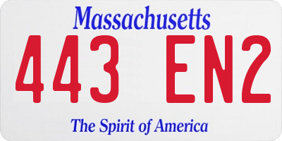 MA license plate 443EN2