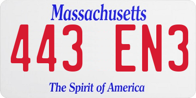 MA license plate 443EN3