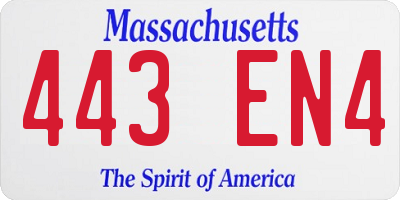 MA license plate 443EN4