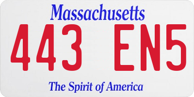 MA license plate 443EN5