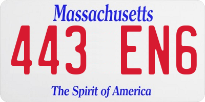 MA license plate 443EN6