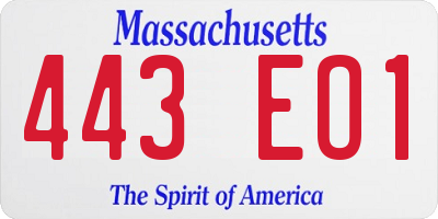 MA license plate 443EO1