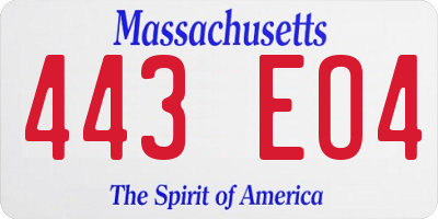 MA license plate 443EO4
