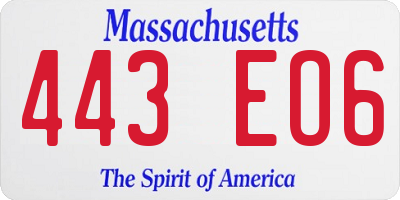 MA license plate 443EO6