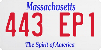MA license plate 443EP1