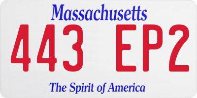 MA license plate 443EP2
