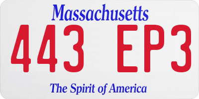 MA license plate 443EP3