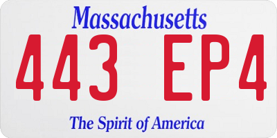 MA license plate 443EP4