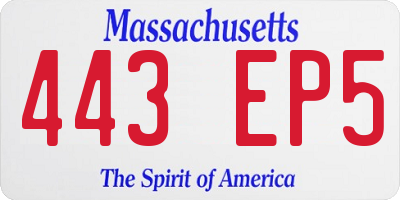 MA license plate 443EP5