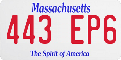 MA license plate 443EP6