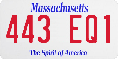 MA license plate 443EQ1