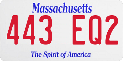 MA license plate 443EQ2
