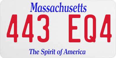 MA license plate 443EQ4