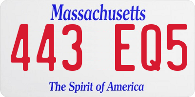 MA license plate 443EQ5