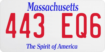 MA license plate 443EQ6