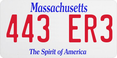 MA license plate 443ER3