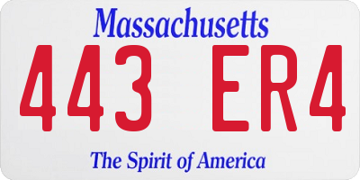 MA license plate 443ER4