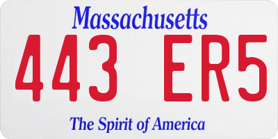 MA license plate 443ER5