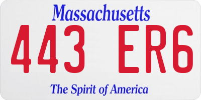 MA license plate 443ER6