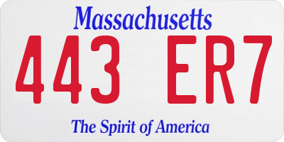 MA license plate 443ER7