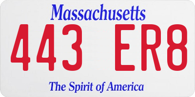 MA license plate 443ER8