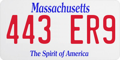 MA license plate 443ER9