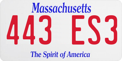 MA license plate 443ES3